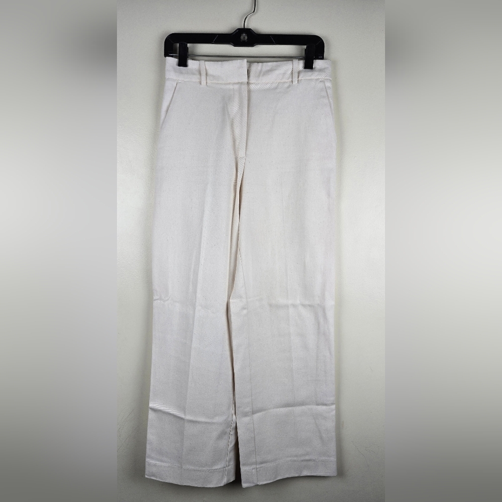 Zara Woman High Waist Trousers Cream Pants Wide Leg Size XS